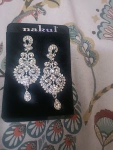 BEAUTIFUL PARTY WEAR LONG SILVER EARRINGS