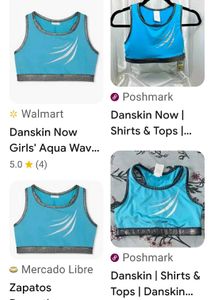 DANSKIN Sparkly Trim Blue Sports Bra