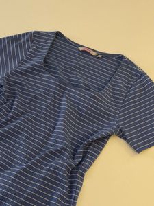 Blue &amp; White Striped Cropped Top