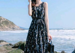 Dark Green Floral Print cotton Stretchable Dress