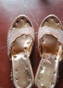 Sparkly Gold Platform Slides
