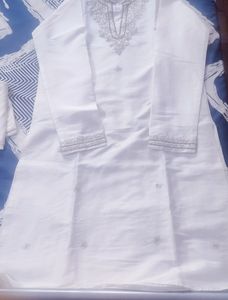 Elegant White Embroidered Kurta Set