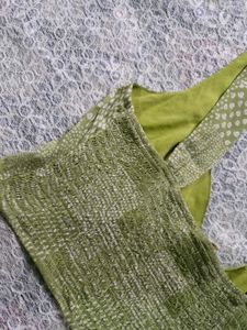 Green Patterned Crop Top
