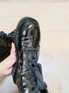 Black Patent Combat Boots