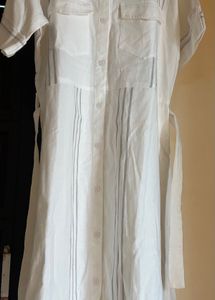 Chic White Striped Button-Up Dress