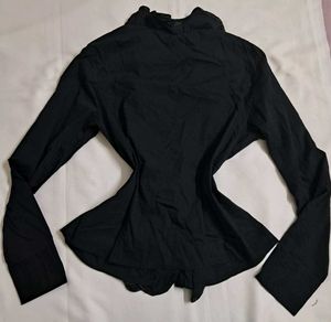 Y2k Vintage Gothic Grunge Black Ruffled Shirt Top
