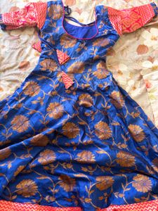 Royal Blue &amp; Pink Anarkali Set