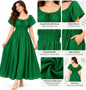 westside Green Puff Sleeve Dress