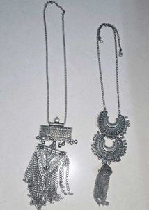 Boho oxidised Silver Necklace Set