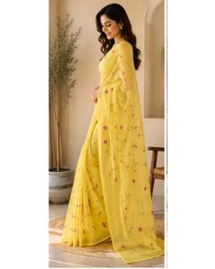 Elegant Yellow Floral Saree