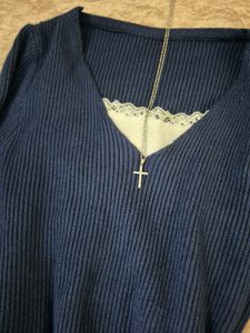 ✦ navy knit fairycore top ♡