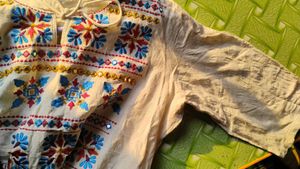 Embroidered Cream Cotton Top
