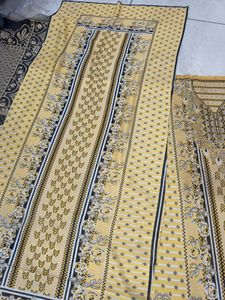 WOOLEN 3 PIECE Yellow Unstitched Dress Material