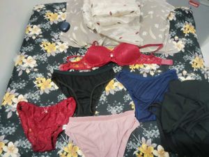 Lace Bra & Panty Set and duppata with short dress