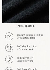 Black Puff Sleeve Square Neck Top