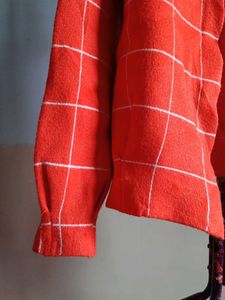 Chic Orange Plaid Cardigan