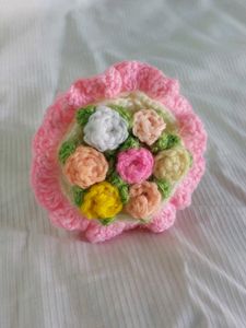 🌸 Handmade Crochet Flower Bouquet Ring Box
