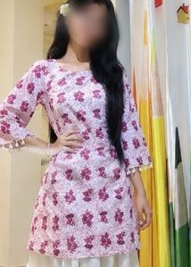 Pink Floral Print Kurta with Tassels