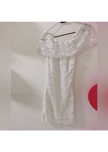 White Bodycon Off Shoulder Dress Short Length