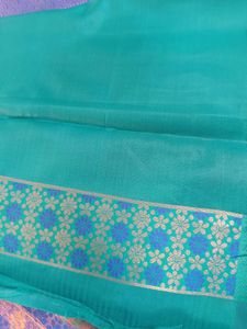 Beautiful blue Saree with Teal Border
