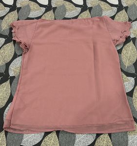 New-Chic Rose Pink Pleated Sleeve Top