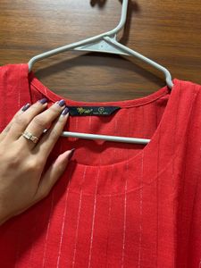 Red Striped Kurta