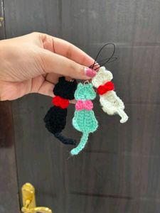 Cute Crochet cat phone charm