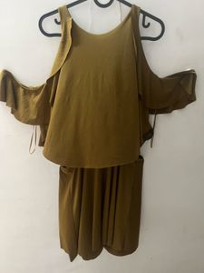Zara Olive Green Off shoulder Dress