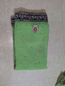 Beautiful Lime Green Saree with Embroidery