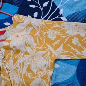 Yellow Floral Print Kurta