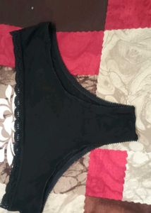 Black Lace Trim Thong