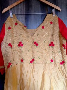 Elegant Beige Floral Ethnic Gown