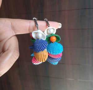 Funky Colorful Shell Hoop Earrings
