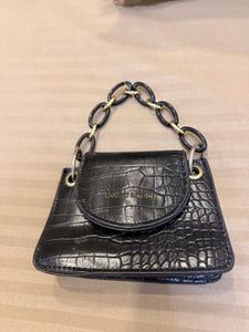 Stylish Black Croc Embossed Handbag