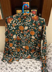 Beautiful Boho Floral Print Button-Up Shirt