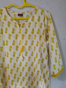 Yellow Floral Print Kurta
