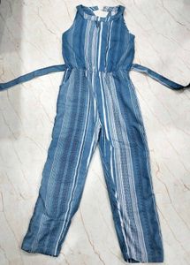 Chic Blue Striped Jumpsuit