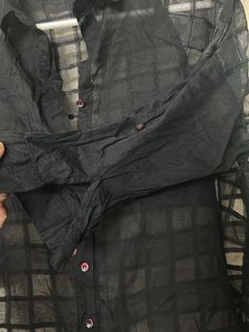 Chic Sheer Black Button-Up Top