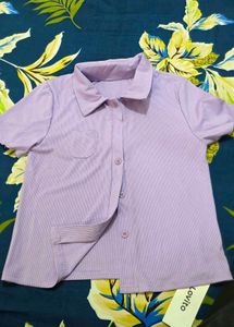 Purple Striped Button-Up Shirt