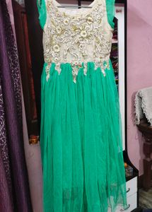Elegant Green & Gold Party Dress
