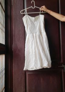 Cream Spaghetti Strap Mini Dress