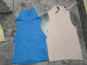 Sleeveless Ribbed Turtleneck Top