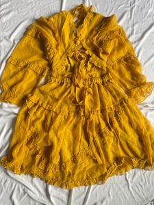 Magre Bell Sleeve Mustard Dress