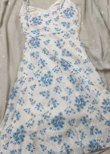 XS Cute floral dress with a Blue Cardigan