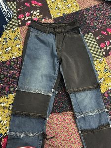 Unique Color Block Denim Jeans