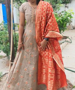 Ethnic Long Gown With Dupatta