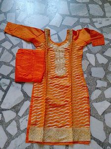 Orange Kurta Set with Pants