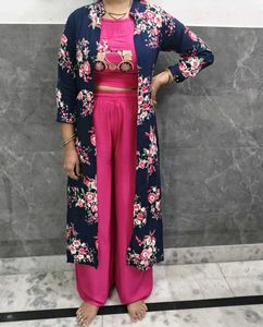 Stylish Pink Kurta Set with Bicycle Embroidery