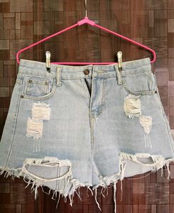 Distressed Denim Shorts