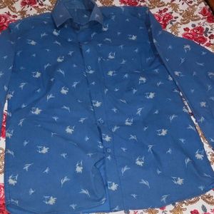 Men's Blue Printed Casual Shirt